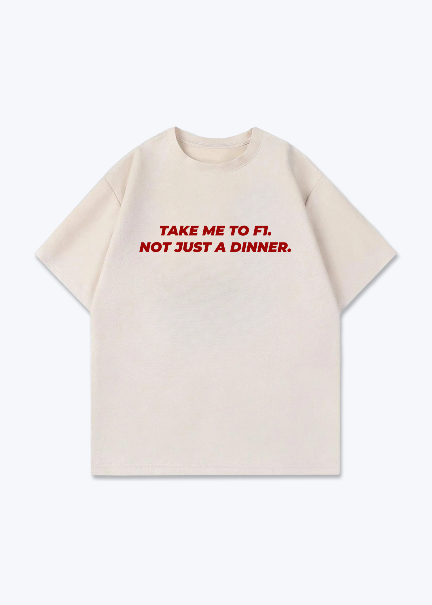 Take me to F1 Oversized Shirt - Beige Front (Designed)