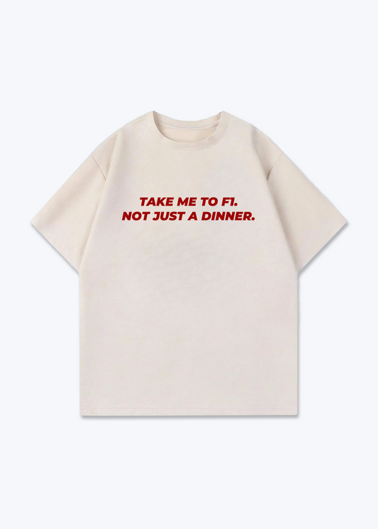Take me to F1 Oversized Shirt - Beige Front (Designed)