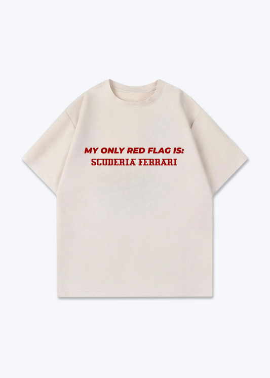 Red Flag Oversized Shirt - Beige Front (Designed)
