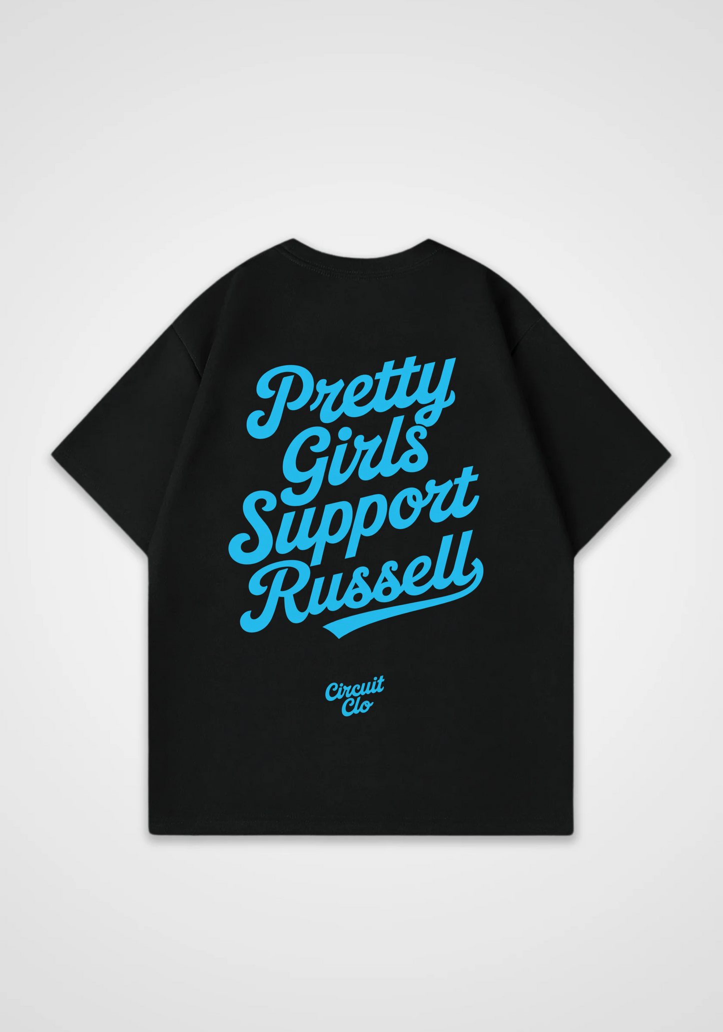 Pretty Girls support Russell Oversized Shirt - Black Back (Designed)