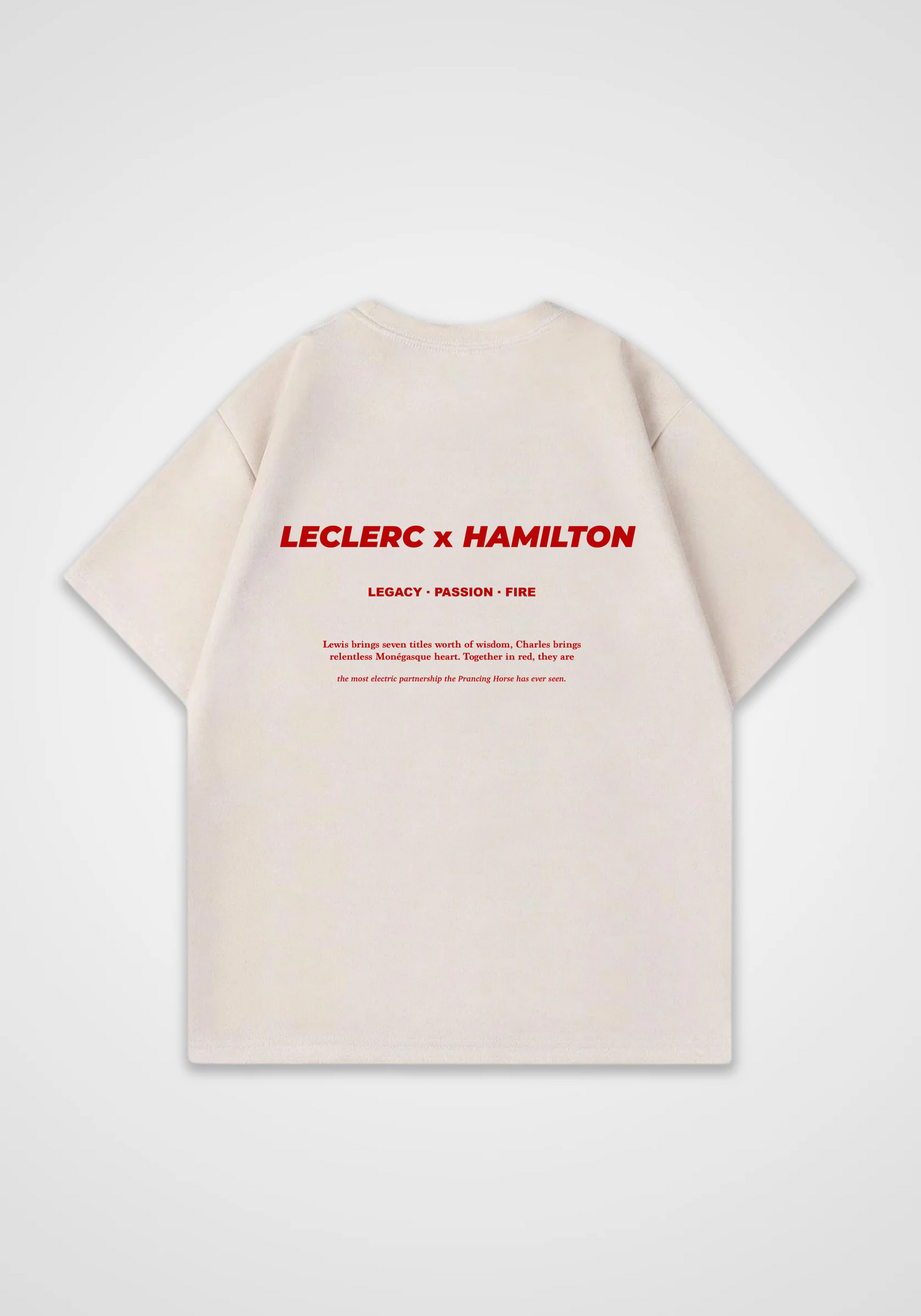 Leclerc x Hamilton Oversized Shirt - Beige Back (Designed)