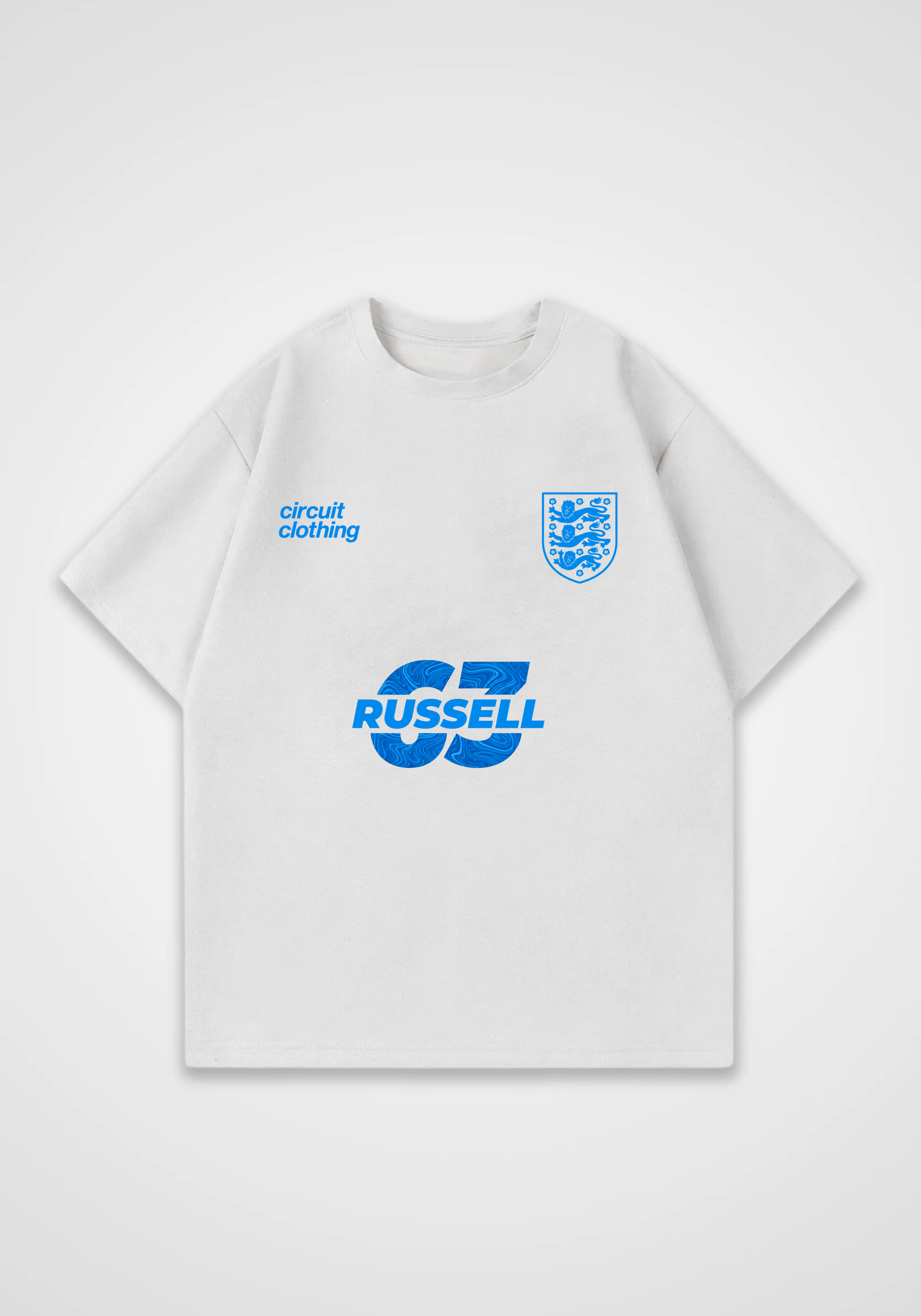 Russell jersey Oversized Shirt - White Front (Designed)