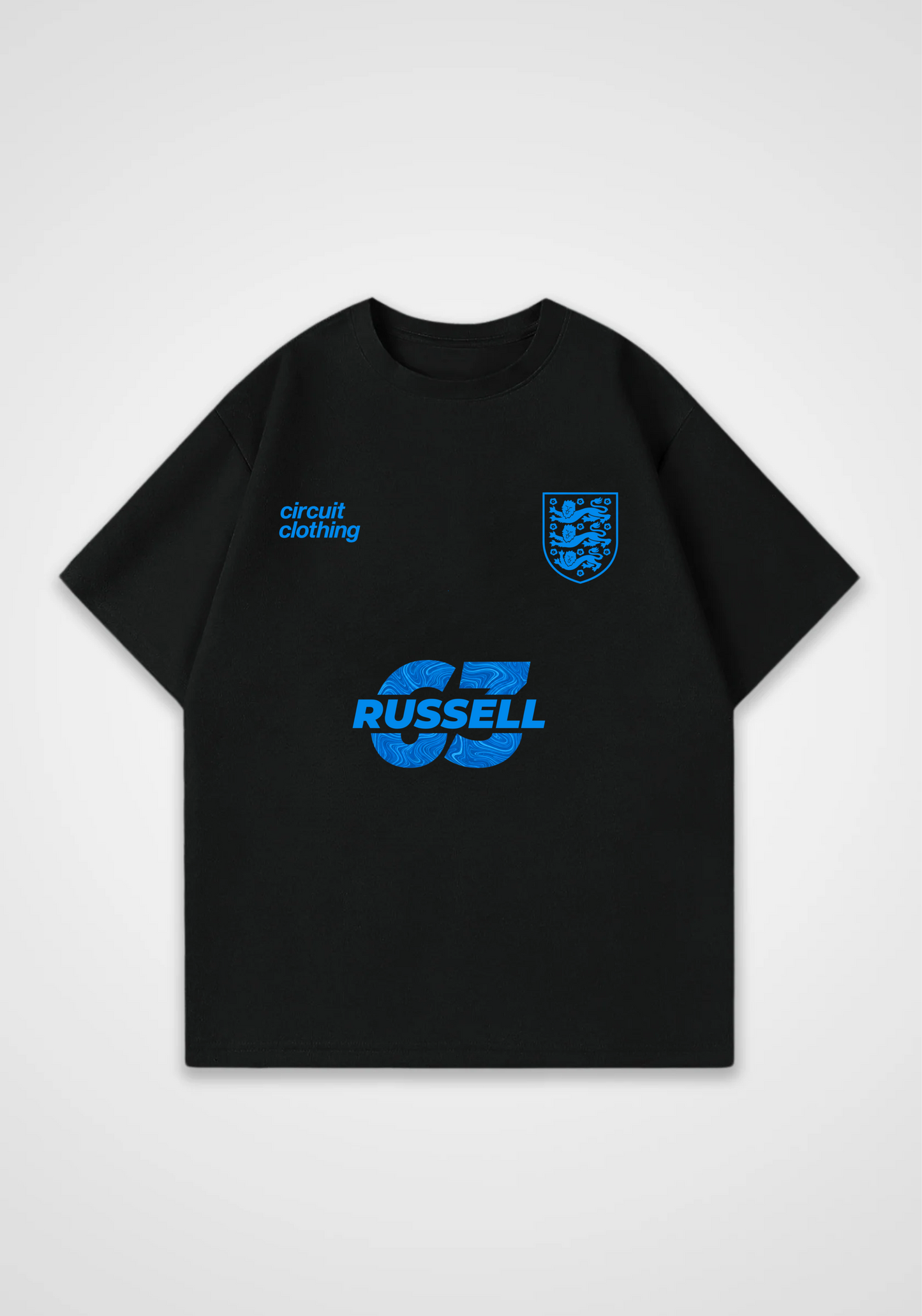 Russell jersey Oversized Shirt - Black Front (Designed)