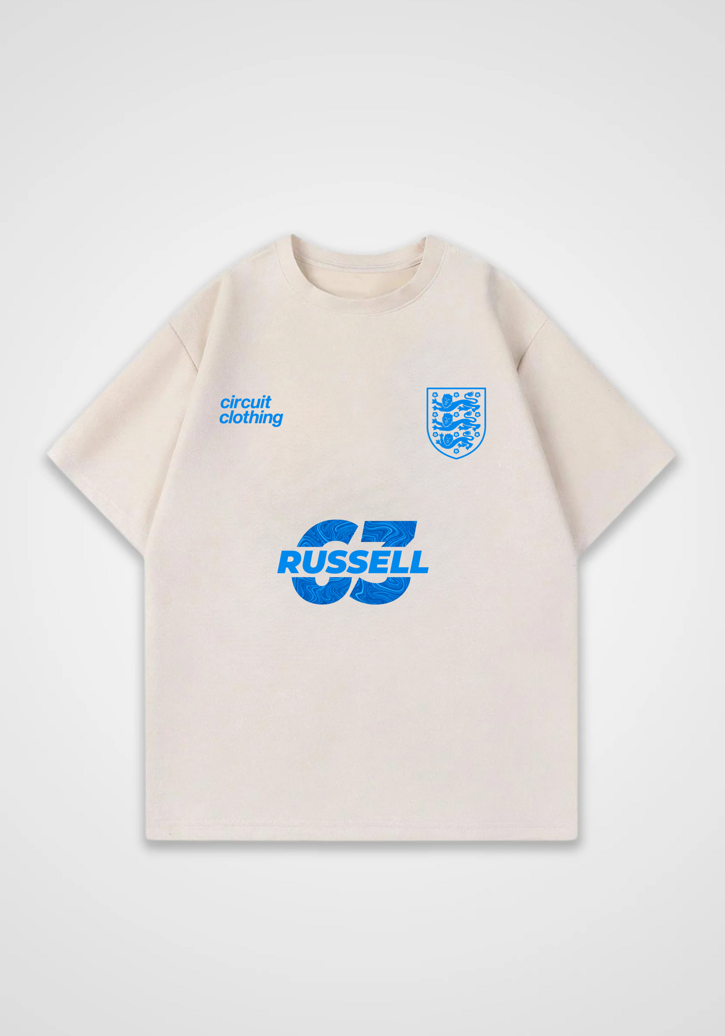 Russell jersey Oversized Shirt - Beige Front (Designed)