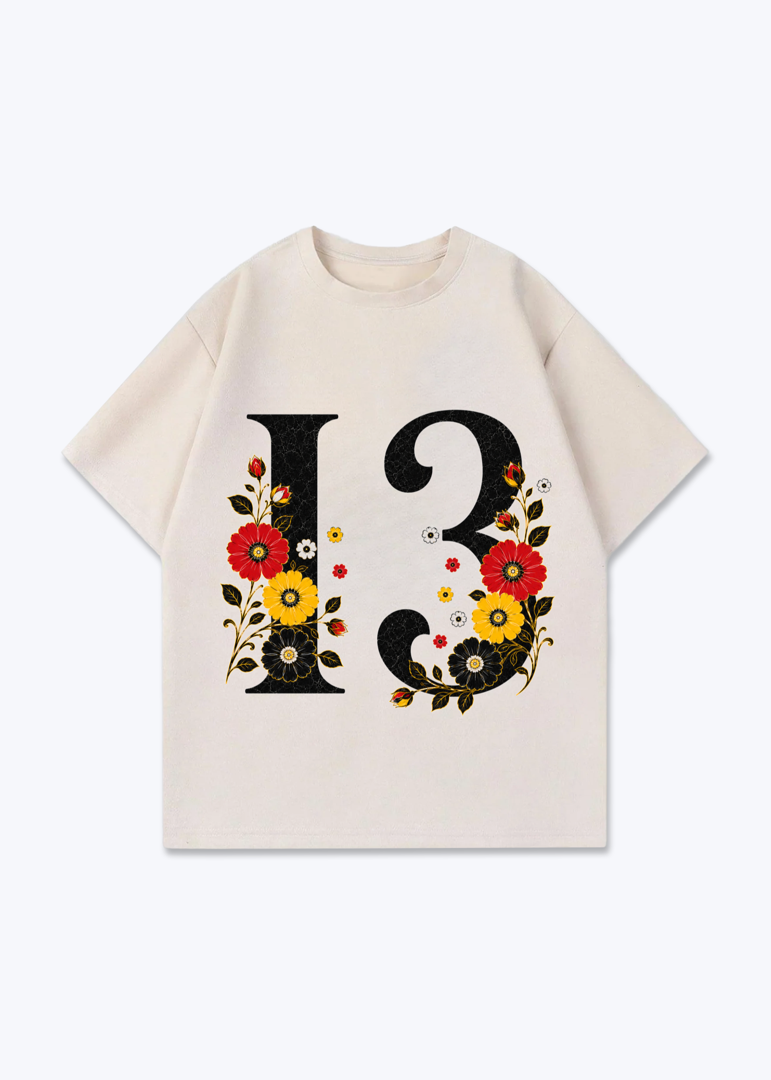 13 Oversized Shirt - Beige Front (Designed)