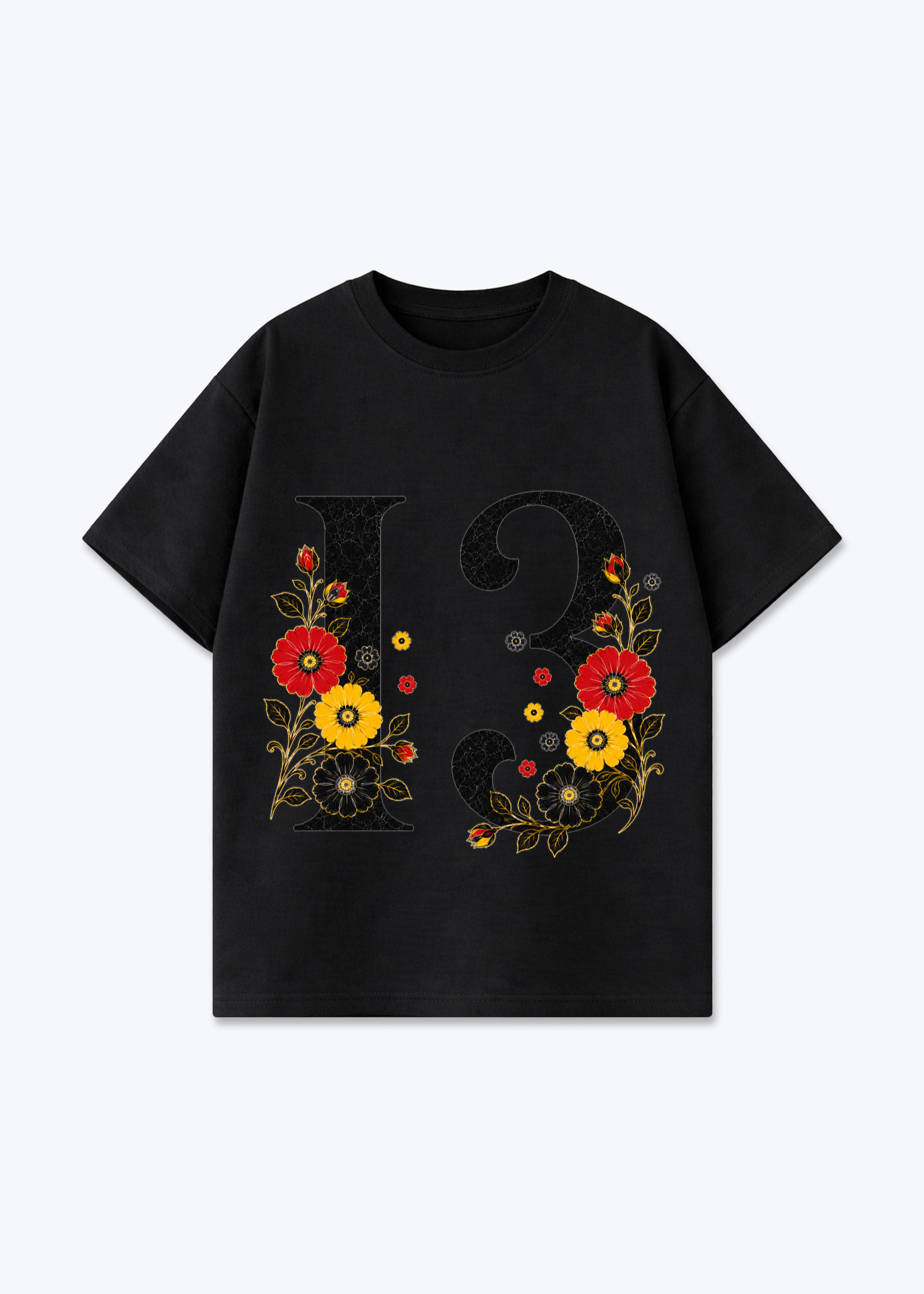 13 Oversized Shirt - Black Front (Designed)