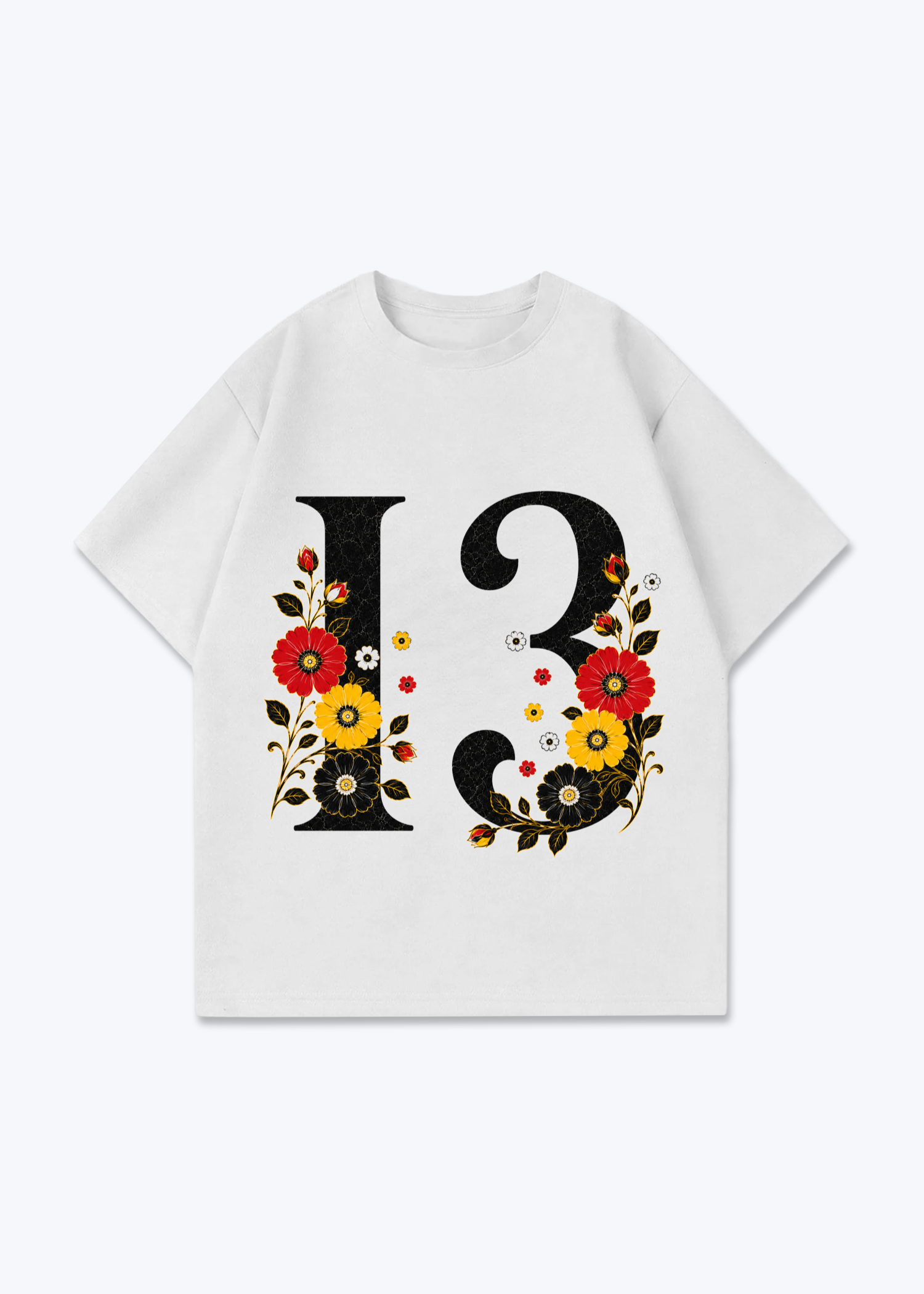 13 Oversized Shirt - White Front (Designed)