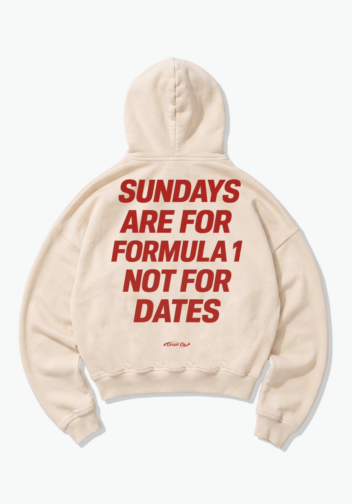 Sundays Are For Racing Oversized Hoodie - Beige Back (Designed)