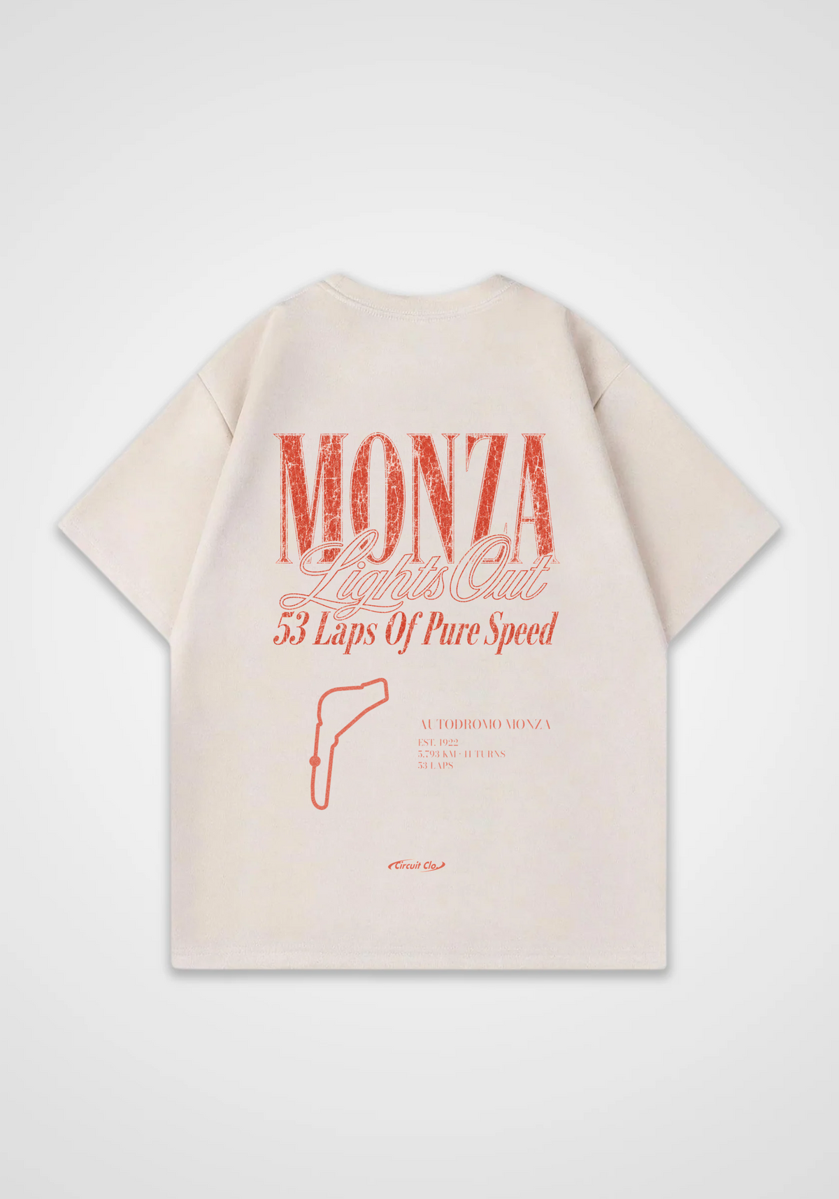 Monza Lights Out Oversized Shirt - Beige Back (Designed)