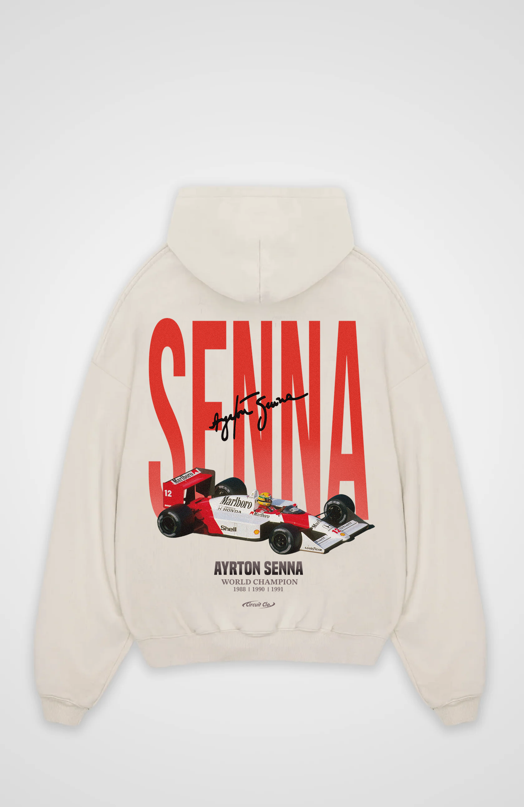 Ayrton Senna Oversized Hoodie XS Natural Raw